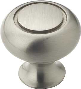 Amerock BP53011G10 Cabinet Knob, 1-3/16 in Projection, Traditional, 1-1/4 in, Zinc, Satin Nickel