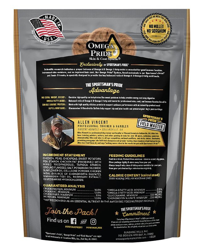 Sportsman's Pride Field Master 10161 Hip and Joint Dog Biscuit, S/M/L Breed, Chicken, Sweet Potato, 20 oz Bag