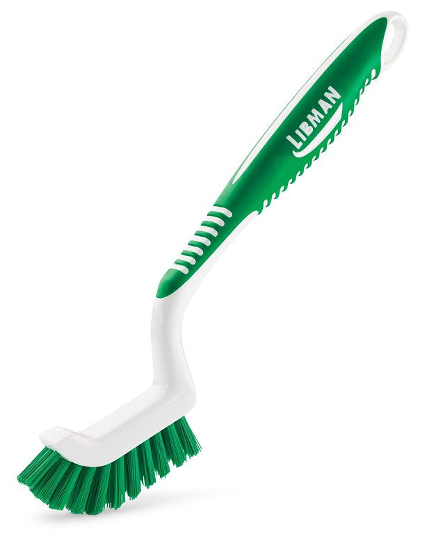 Libman 18 Tile and Grout Brush, 7/8 in L Trim, Pet, 3-1/2 in W Brush, 9.88 in OAL, Green/White
