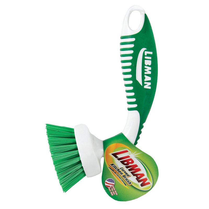 Libman 42 Kitchen Brush, 13/16 in L Trim, 2 in W Brush, Pet Bristle, 6-3/4 in L, Green/White