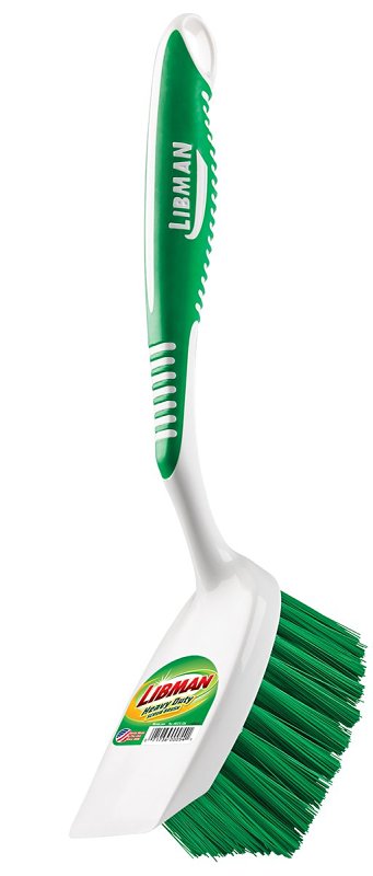 Libman 54 Heavy-Duty Scrub Brush, 1-1/2 in L Trim, PET Bristle, Green Bristle, 3-1/2 in W Brush, 11.13 in OAL