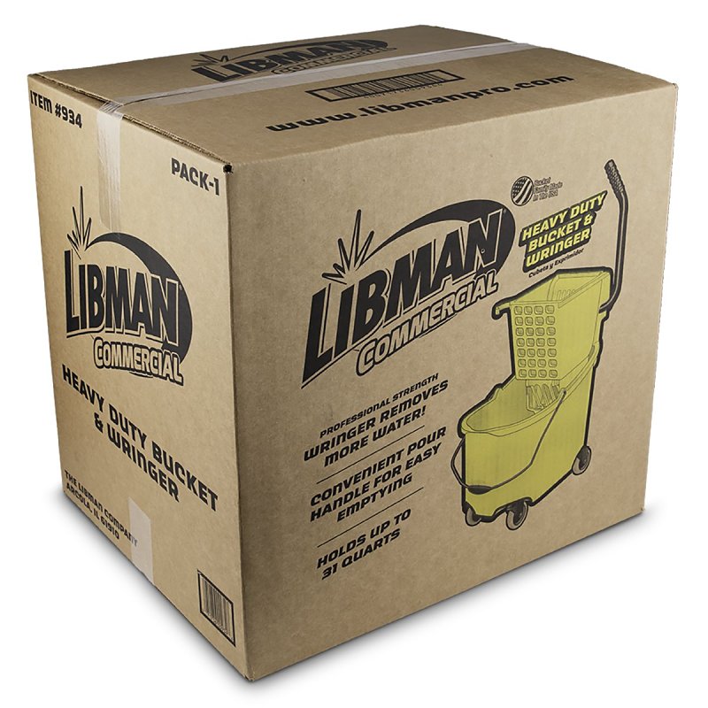 Libman 934 Bucket and Wringer, 26 qt Capacity, Polypropylene Bucket/Pail, Polypropylene Wringer, Yellow