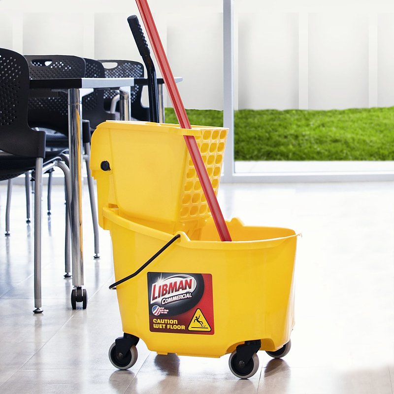 Libman 934 Bucket and Wringer, 26 qt Capacity, Polypropylene Bucket/Pail, Polypropylene Wringer, Yellow