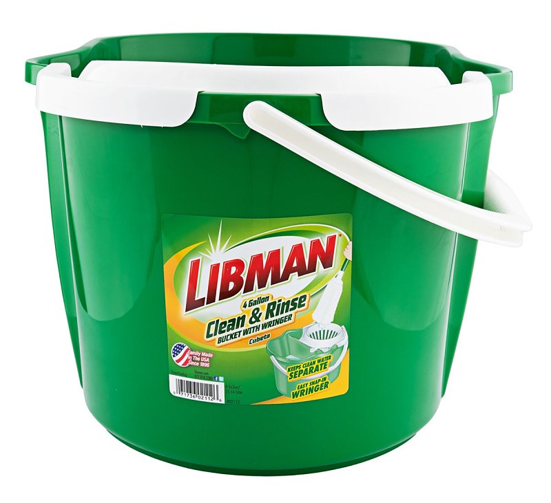Libman 2112 Clean and Rinse Bucket, 4 gal, Polypropylene, Green