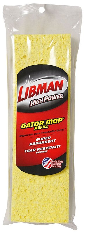 Libman Big Gator Series 3959 Mop Refill, Snap-On, Sponge, Yellow