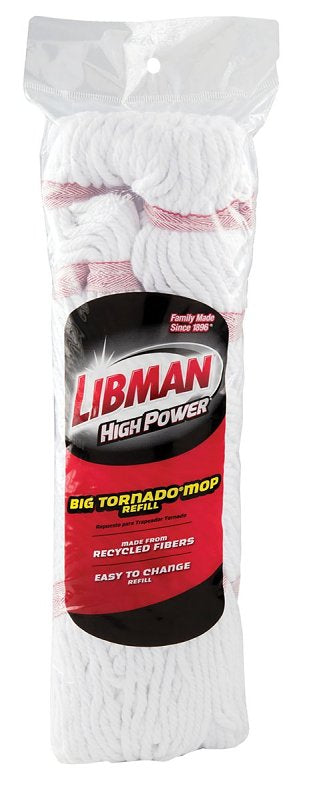 Libman Big Tornado Series 989 String Mop Refill, 16 oz Capacity, Quick-Change, Yarn, Red