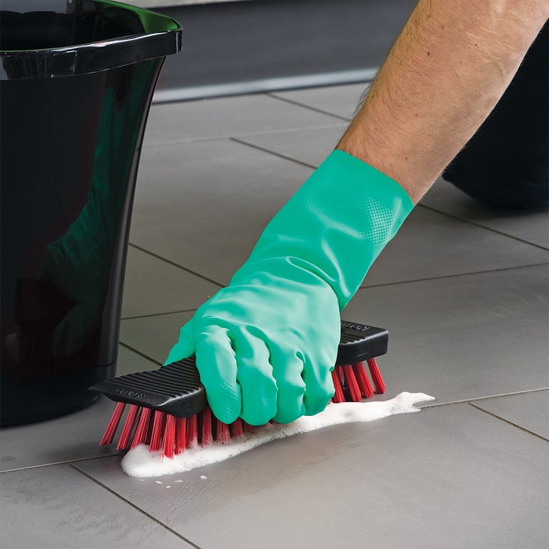 Libman 1319 Heavy-Duty Reusable Gloves, L, 13 in L, Nitrile, Green