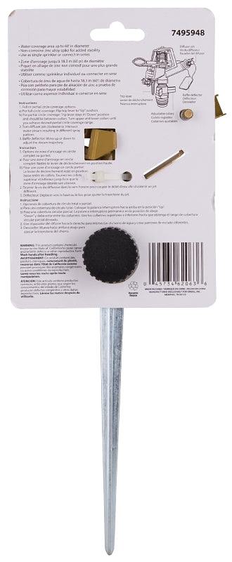 Landscapers Select GS81713L Lawn Sprinkler with Spike, Female, Round, Zinc