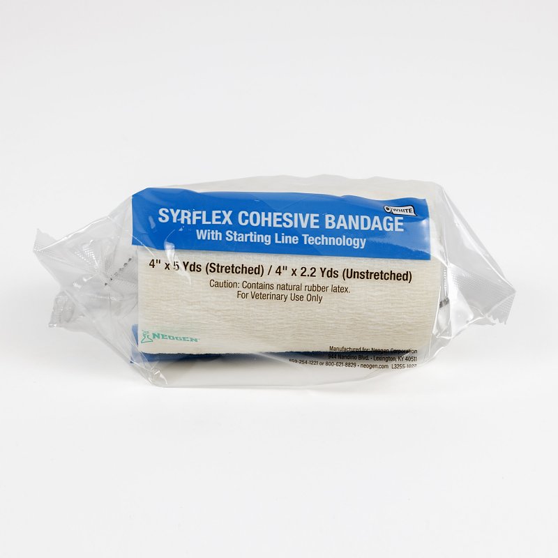Neogen SyrFlex TA3400WH-E Cohesive Bandage, 5 yd L, 4 in W, White