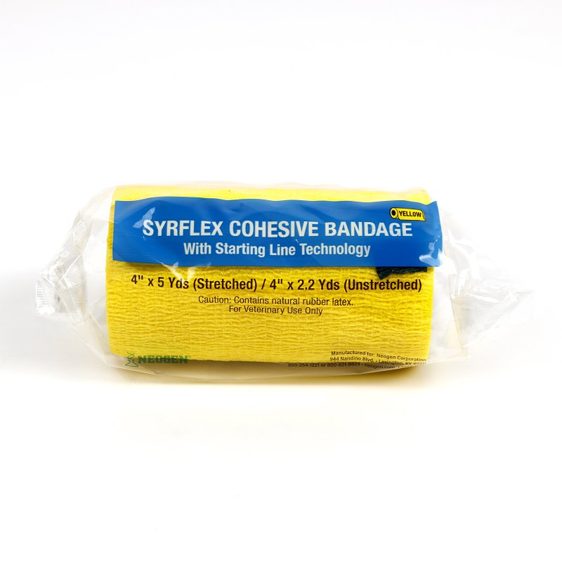 Ideal SyrFlex Series TA3400YEL-E Cohesive Flexible Bandage, 5 yd L, 4 in W, Yellow