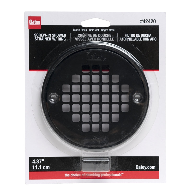 Oatey 130 Series 42420 Screw-In Strainer with Ring, Stainless Steel, Black, Matte, Specifications: Round Shape