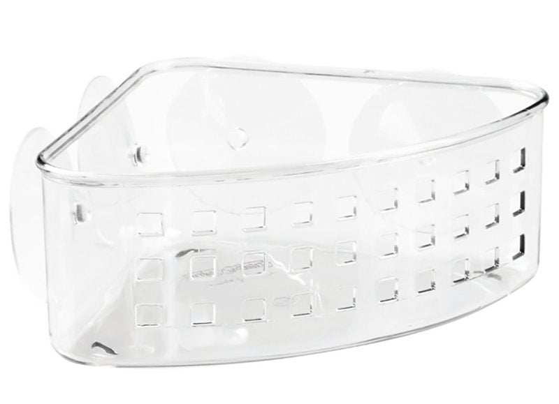 iDESIGN 41900 Corner Basket, 6 lb Capacity, 10.2 in OAW, 4.3 in OAD, 5.2 in OAH, Plastic, Clear, Pack of 4
