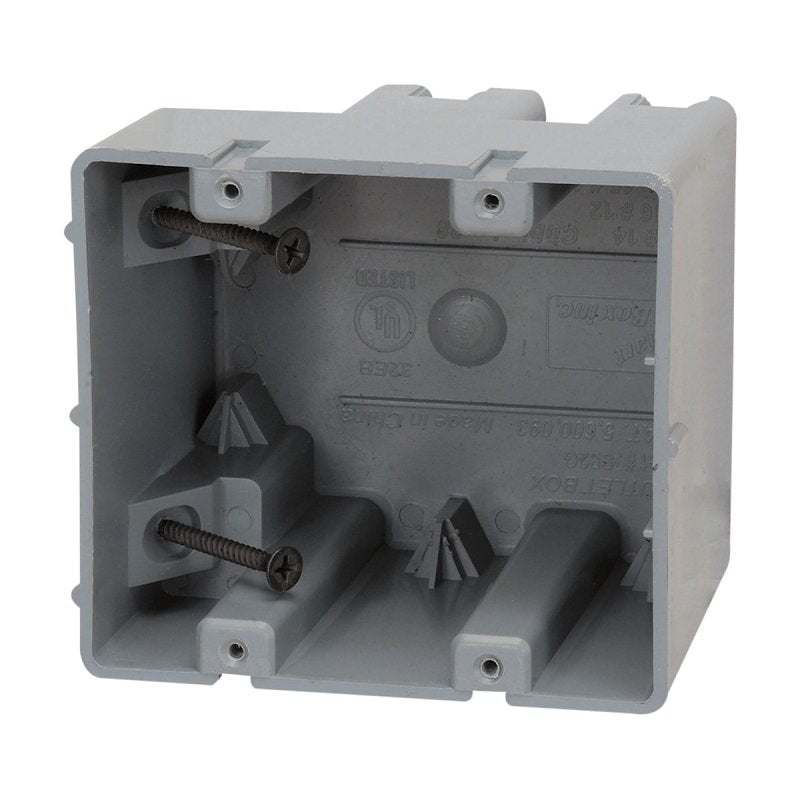 Smart Box MSB2G Device Box, 2-Gang, 4-Knockout, 1/2 in Knockout, PVC, Gray, Wall Mounting
