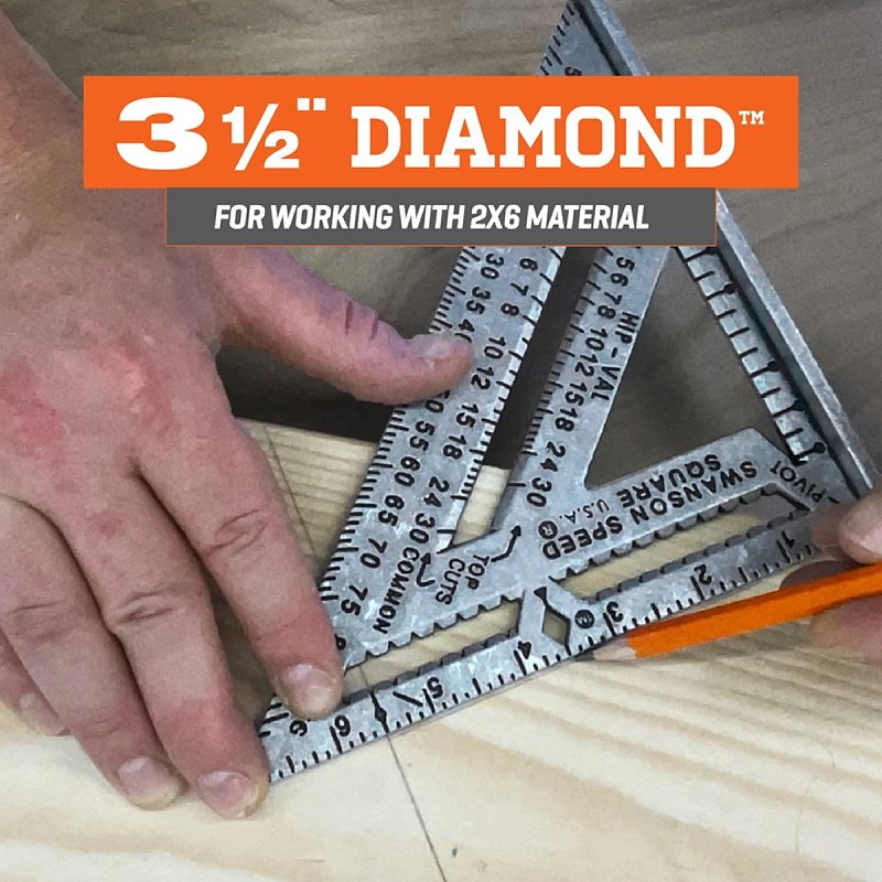 Swanson S0100-A Speed Square, 1/8 in Graduation, Aluminum, 7-1/4 in L, 7 in W