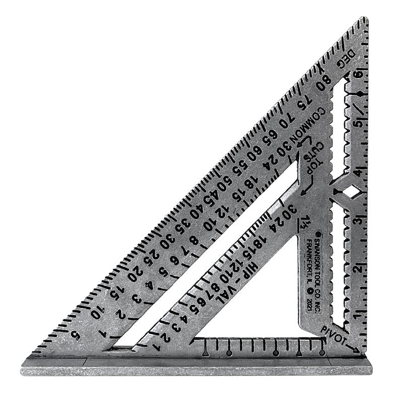 Swanson S0100-A Speed Square, 1/8 in Graduation, Aluminum, 7-1/4 in L, 7 in W