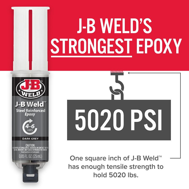 J-B Weld 50165 Epoxy Adhesive, Black Part A/White Part B, Paste, 25 mL, Syringe