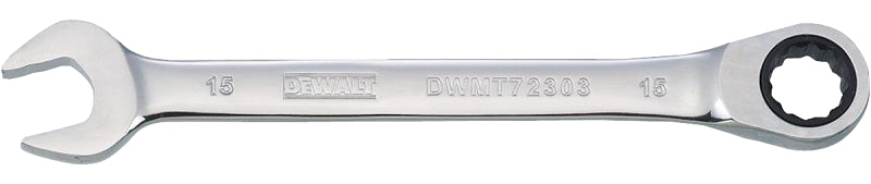 DEWALT DWMT72303OSP Combination Wrench, Metric, 15 mm Head, 7-9/16 in L, 12-Point, Steel, Chrome-Plated