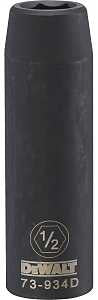 DEWALT DWMT73934OSP Impact Socket, 1/2 in Socket, 19/32 in D Socket, 1/2 in Drive, 6-Point, CR-440 Steel, Black Oxide