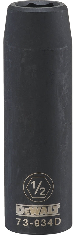 DEWALT DWMT73934OSP Impact Socket, 1/2 in Socket, 19/32 in D Socket, 1/2 in Drive, 6-Point, CR-440 Steel, Black Oxide