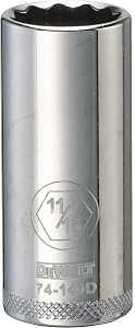 DEWALT DWMT74140OSP Drive Hand Socket, 11/16 in Socket, 3/8 in Drive, 12-Point, Steel, Polished Chrome Vanadium
