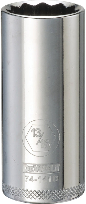 DEWALT DWMT74141OSP Drive Hand Socket, 13/16 in Socket, 3/8 in Drive, 12-Point, Steel, Polished Chrome Vanadium