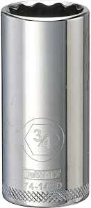 DEWALT DWMT74142OSP Drive Hand Socket, 3/4 in Socket, 3/8 in Drive, 12-Point, Steel, Polished Chrome Vanadium