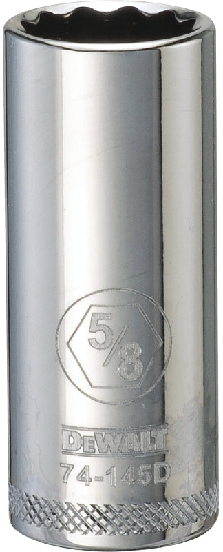 DEWALT DWMT74145OSP Drive Hand Socket, 5/8 in Socket, 3/8 in Drive, 12-Point, Steel, Polished Chrome Vanadium