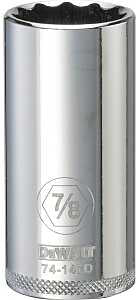 DEWALT DWMT74147OSP Drive Hand Socket, 7/8 in Socket, 3/8 in Drive, 12-Point, Steel, Polished Chrome Vanadium