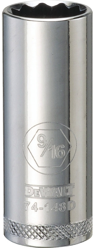 DEWALT DWMT74148OSP Drive Hand Socket, 9/16 in Socket, 3/8 in Drive, 12-Point, Steel, Polished Chrome Vanadium