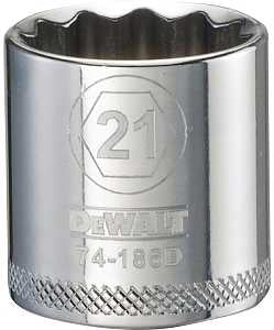 DEWALT DWMT74186OSP Drive Hand Socket, 21 mm Socket, 3/8 in Drive, 12-Point, Steel, Polished Chrome Vanadium