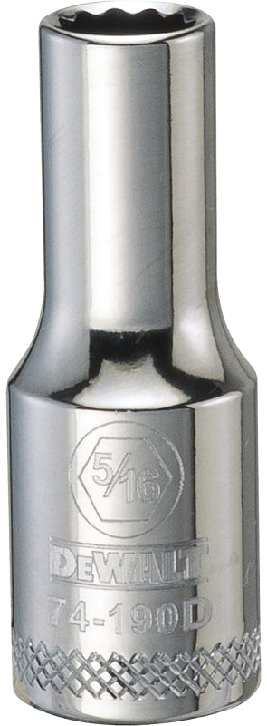 DEWALT DWMT74190OSP Drive Hand Socket, 5/16 in Socket, 3/8 in Drive, 12-Point, Steel, Polished Chrome Vanadium