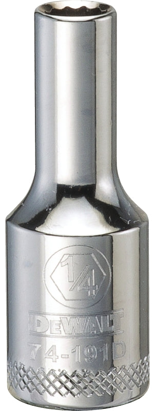 DEWALT DWMT74191OSP Drive Hand Socket, 1/4 in Socket, 3/8 in Drive, 12-Point, Steel, Polished Chrome Vanadium