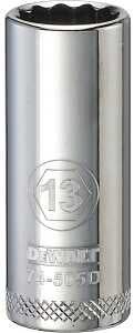 DEWALT DWMT74505OSP Drive Hand Socket, 13 mm Socket, 3/8 in Drive, 12-Point, Steel, Polished Chrome Vanadium