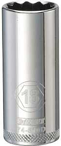 DEWALT DWMT74510OSP Drive Hand Socket, 18 mm Socket, 3/8 in Drive, 12-Point, Steel, Polished Chrome Vanadium