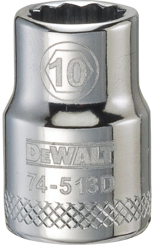 DEWALT DWMT74513OSP Drive Hand Socket, 10 mm Socket, 3/8 in Drive, 12-Point, Steel, Polished Chrome Vanadium