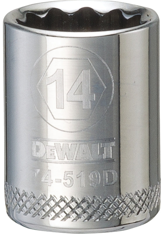DEWALT DWMT74519OSP Drive Hand Socket, 14 mm Socket, 3/8 in Drive, 12-Point, Steel, Polished Chrome Vanadium