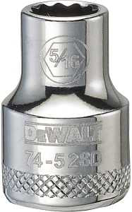 DEWALT DWMT74528OSP Drive Hand Socket, 5/16 in Socket, 3/8 in Drive, 12-Point, Steel, Polished Chrome Vanadium