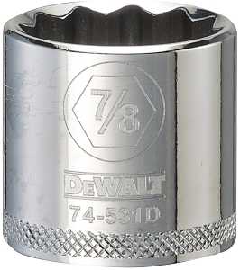 DEWALT DWMT74531OSP Drive Hand Socket, 7/8 in Socket, 3/8 in Drive, 12-Point, Steel, Polished Chrome Vanadium