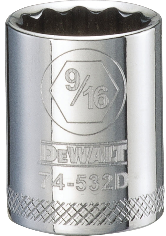 DEWALT DWMT74532OSP Drive Hand Socket, 9/16 in Socket, 3/8 in Drive, 12-Point, Steel, Polished Chrome Vanadium