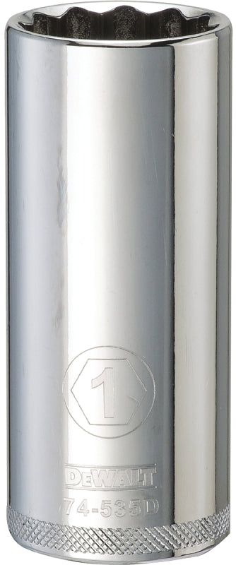 DEWALT DWMT74535OSP Drive Socket, 1 in Socket, Deep Socket, 3-1/8 in OAL, 1/2 in Drive, 12-Point, Vanadium Steel