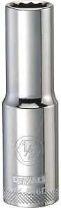 DEWALT DWMT74536OSP Drive Socket, 1/2 in Socket, Deep Socket, 3-1/8 in OAL, 1/2 in Drive, 12-Point, Vanadium Steel