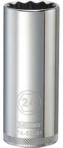 DEWALT DWMT74553OSP Drive Hand Socket, 24 mm Socket, 1/2 in Drive, 12-Point, Steel, Polished Chrome Vanadium