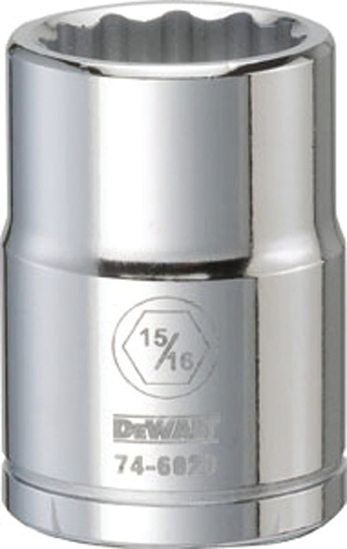 DEWALT DWMT74602OSP Drive Hand Socket, 15/16 in Socket, 3/4 in Drive, 12-Point, Steel, Polished Chrome Vanadium
