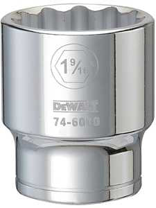 DEWALT DWMT74606OSP Drive Hand Socket, 1-9/16 in Socket, 3/4 in Drive, 12-Point, Steel, Polished Chrome Vanadium