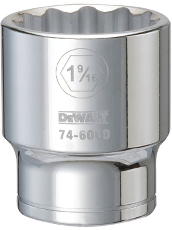 DEWALT DWMT74606OSP Drive Hand Socket, 1-9/16 in Socket, 3/4 in Drive, 12-Point, Steel, Polished Chrome Vanadium