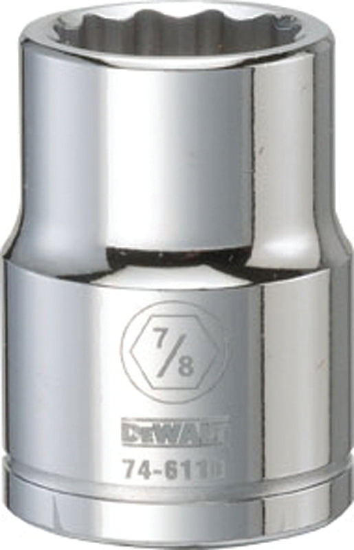 DEWALT DWMT74611OSP Drive Hand Socket, 7/8 in Socket, 3/4 in Drive, 12-Point, Steel, Polished Chrome Vanadium
