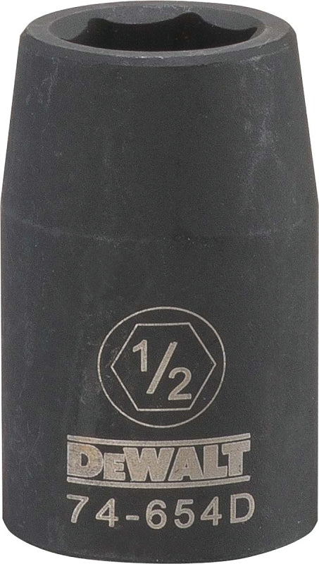 DEWALT DWMT74654OSP Impact Socket, 1/2 in Socket, 7/16 in D Socket, 1/2 in Drive, 6-Point, CR-440 Steel, Black Oxide