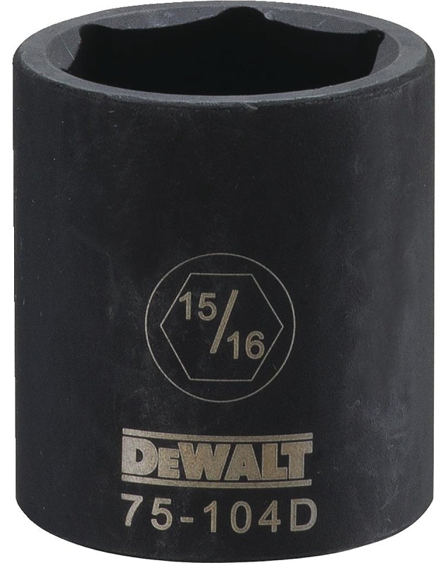 DEWALT DWMT75104OSP Impact Socket, 15/16 in Socket, 1/2 in Drive, 6-Point, CR-440 Steel, Black Oxide