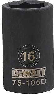 DEWALT DWMT75105OSP Impact Socket, 16 mm Socket, 1/2 in Drive, 6-Point, CR-440 Steel, Black Oxide