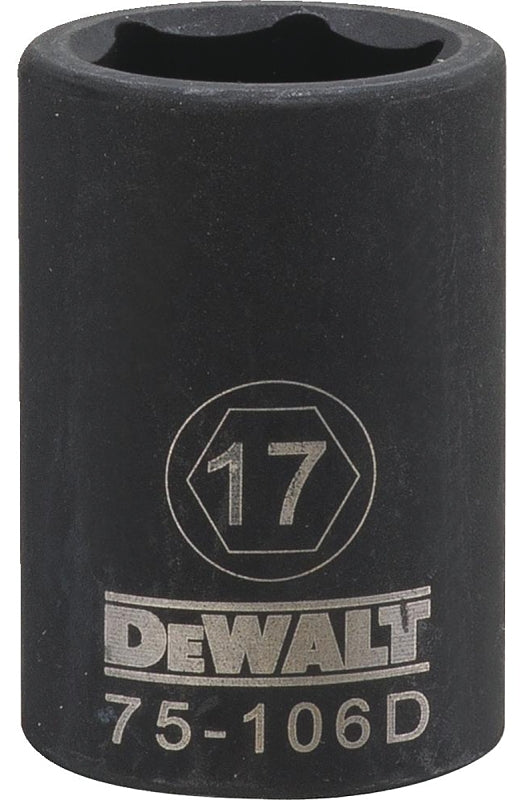 DEWALT DWMT75106OSP Impact Socket, 17 mm Socket, 1/2 in Drive, 6-Point, CR-440 Steel, Black Oxide
